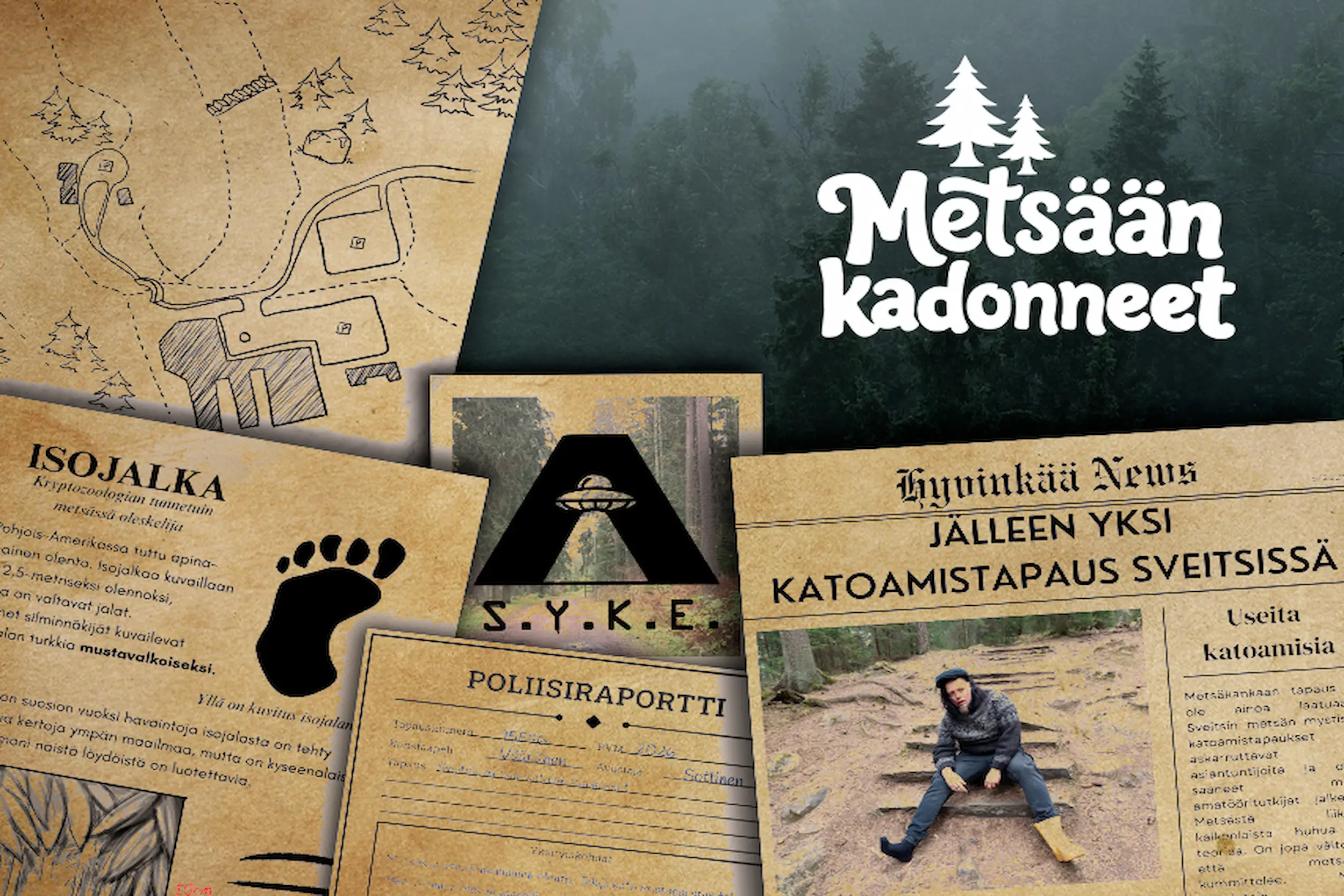 Metsään kadonneet -ulkopakopelin logo